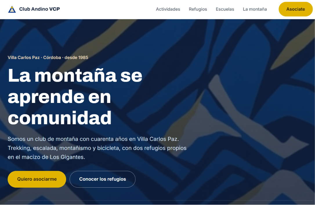 Club Andino VCP website homepage