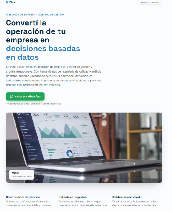 Plexi Gestión business consulting website homepage