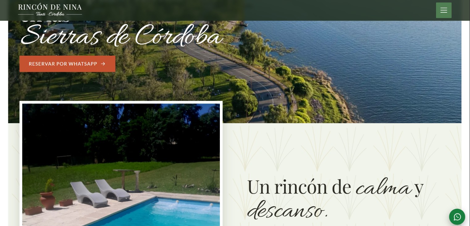 Rincón de Nina lodging website homepage